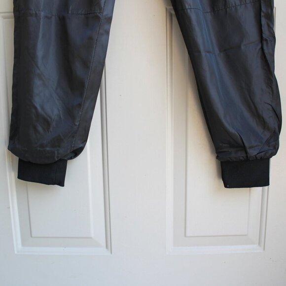 LA Lakers NBA Men's Large Wind Pants Black Elastic Tie Waist Warm Up Retro - Picture 2 of 9